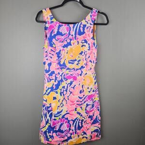 Lilly Pulitzer Courtney Shift Dress Brilliant Blue Catch And Release Size 2